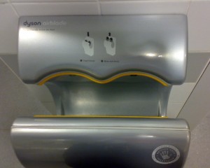 Popular hand dryer used in public bathrooms. 