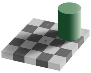 Which square is darker? Source: Wikimedia Commons