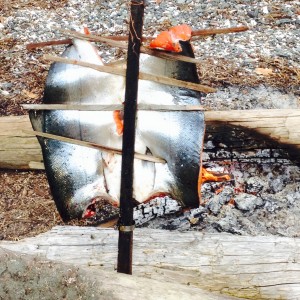 Fire cooked salmon on Atkis.
