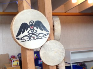 Some drums hanging on the wall at Houpsitas.