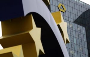 The headquarters of Germany's Commerzbank are photographed behind the Euro sign in Frankfurt, Germany, September 30, 2016. REUTERS/Kai Pfaffenbach