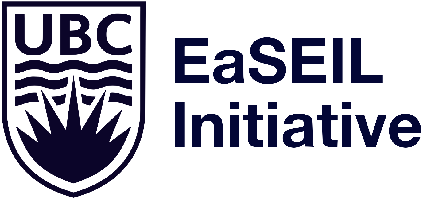 The UBC logo in black beside navy blue text reading EaSEIL Initiative