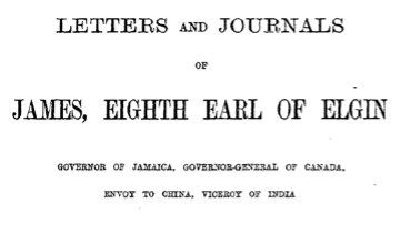 Figure 2: Title page Letters and journals of James Bruce, 8th Earl of Elgin (1842 – 1863)