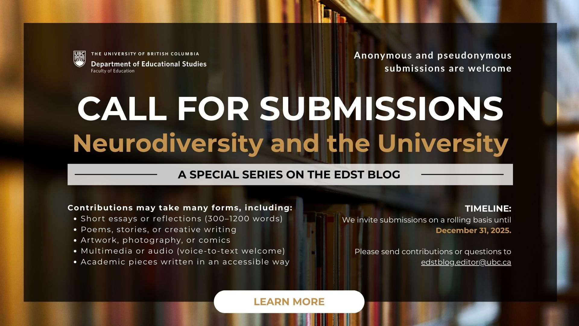 Call for Submissions: Neurodiversity and the University