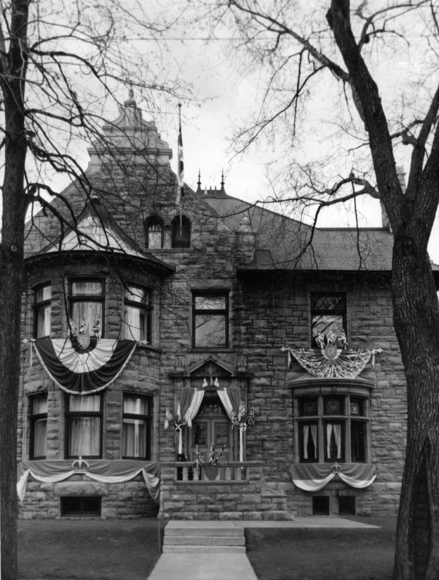 The Holts’ house on Grande Allée, Quebec City, probably decorated for the royal visit in 1939.