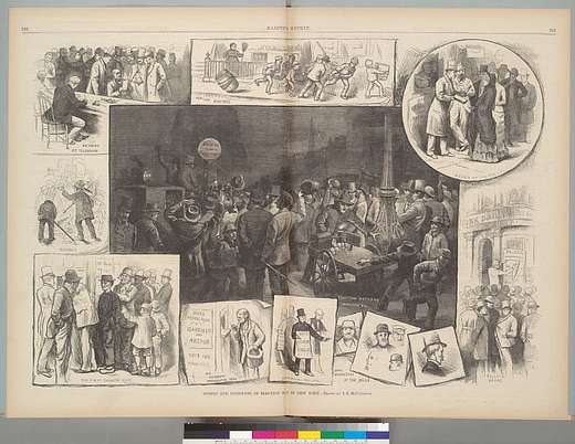 "Scenes and Incidents of Election Day in New York" ca. 1880