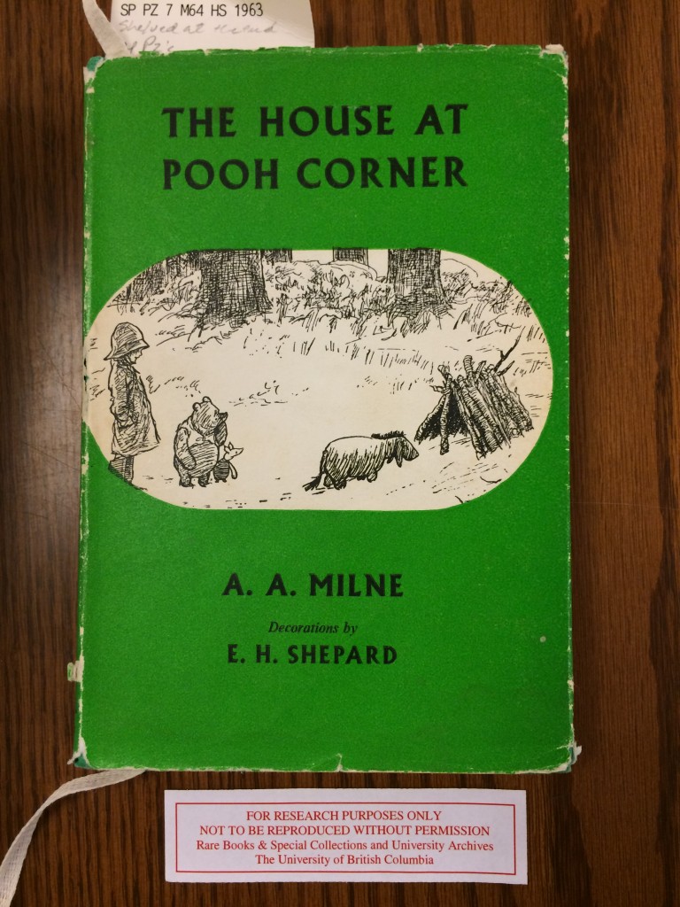 Front dust jacket cover of A. A. Milne's The House at Pooh Corner 