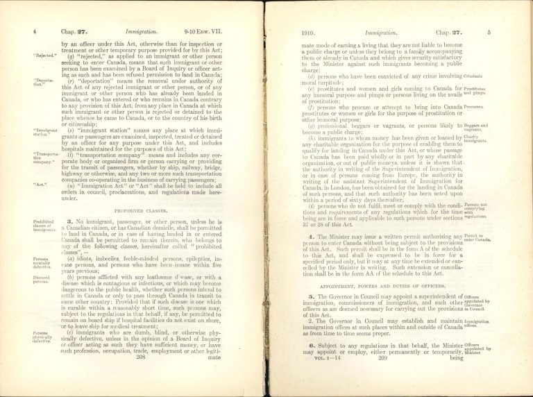 3:2 – The Immigration Act of 1910 – Canada's Literature