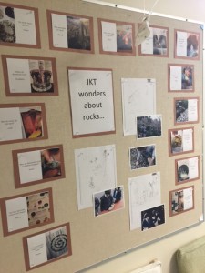 Students looked through books about rocks and minerals and came up with questions.