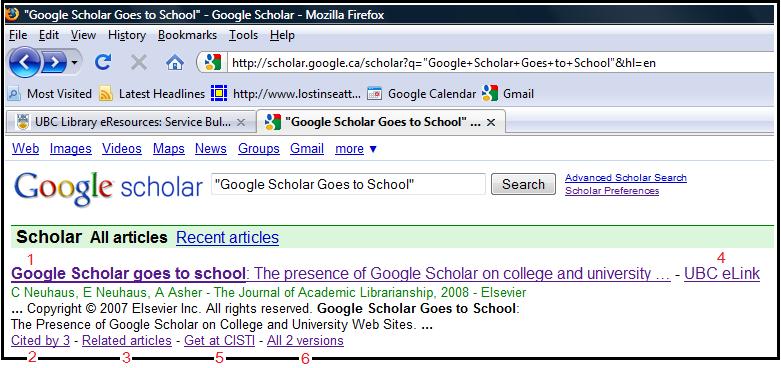A snapshot of a search result