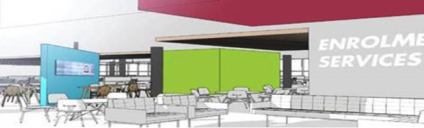Figure 2 Urban Arts rendering from June Visioning Session of a possible new reception area/staff lounge.