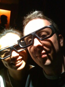 My wife and I in Hong Kong at the movie theatre to watch Up in 3D.