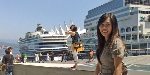 Marjorie enjoying a sunny summer day at Canada Place