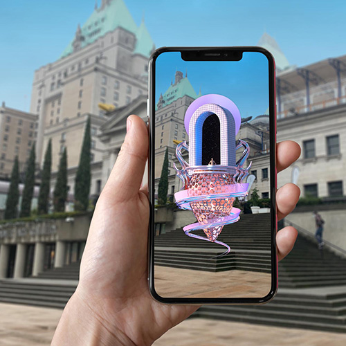 AR enhanced view of art gallery