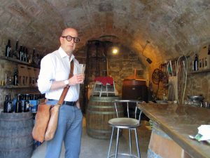 Me in a wine tasting cellar in Sarlat la Canéda, France