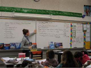 Roselynn teaching Grade 5/6 Students at Colquitz Middle School