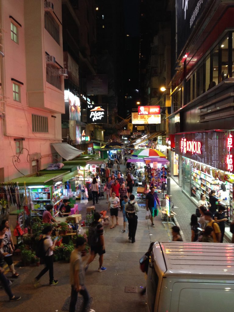 A busy street in the evening, Hong Kong.