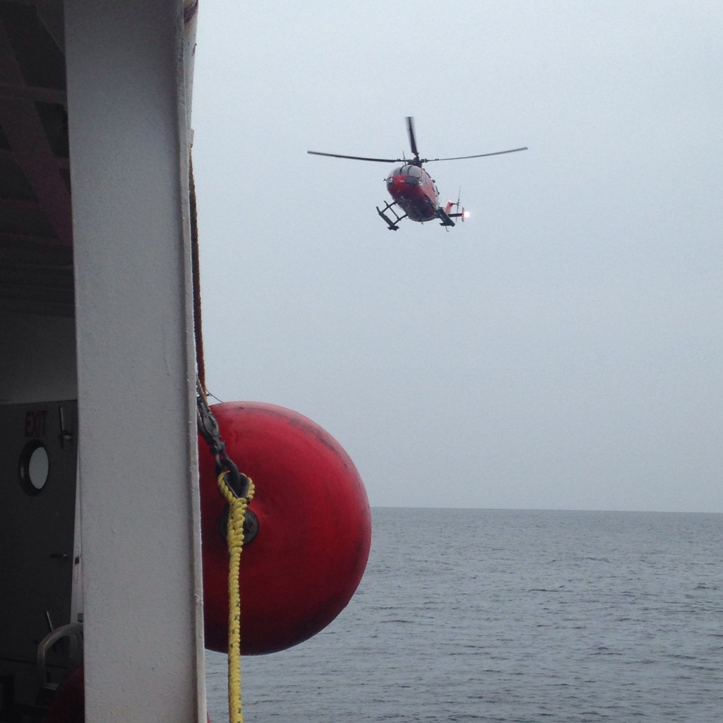 Our fantastic ArcticNet coordinator, Keith Lévesque, heads home via helicopter.