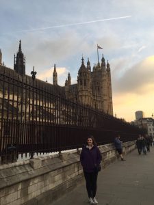 Hannah outside Westminster Abbey