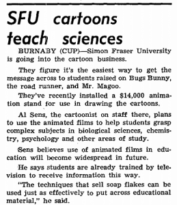Sens's animations make Ubyssey news.