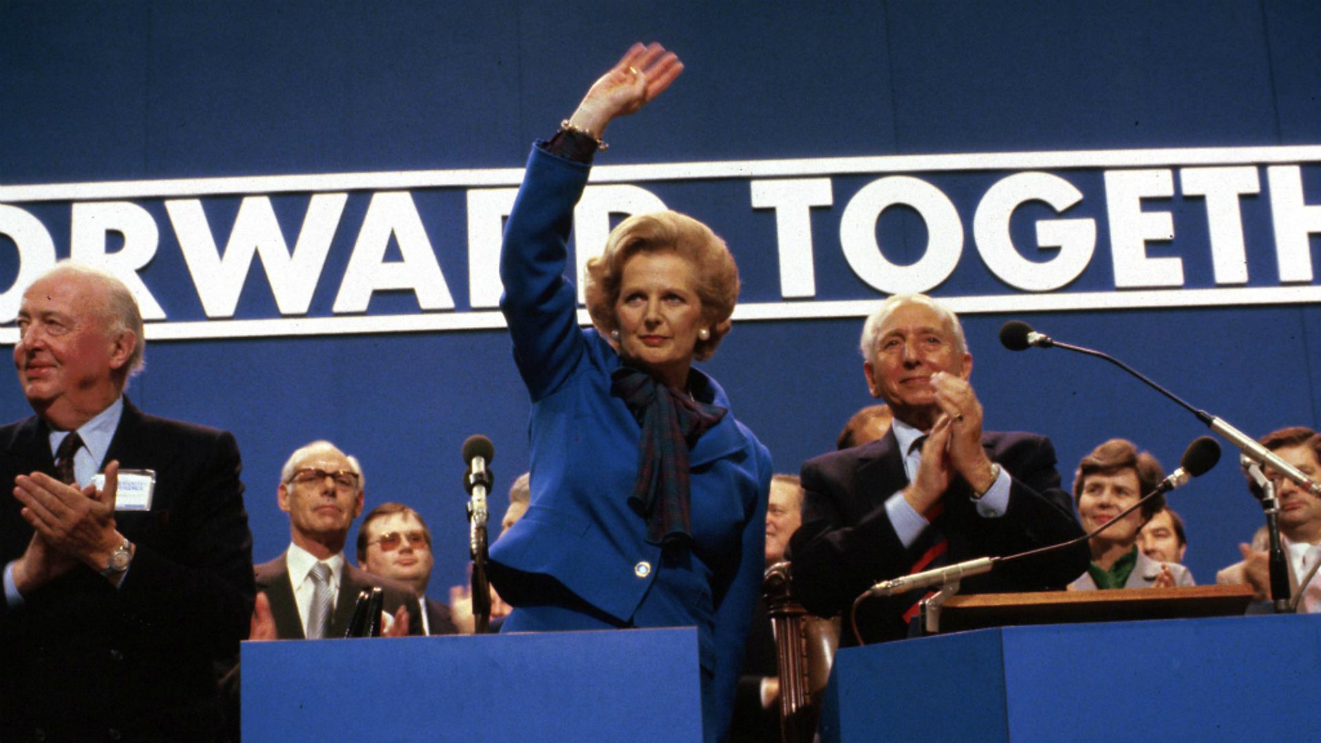 Margaret Thatcher, former British Prime Minister, at the 1983 Conservative Convention