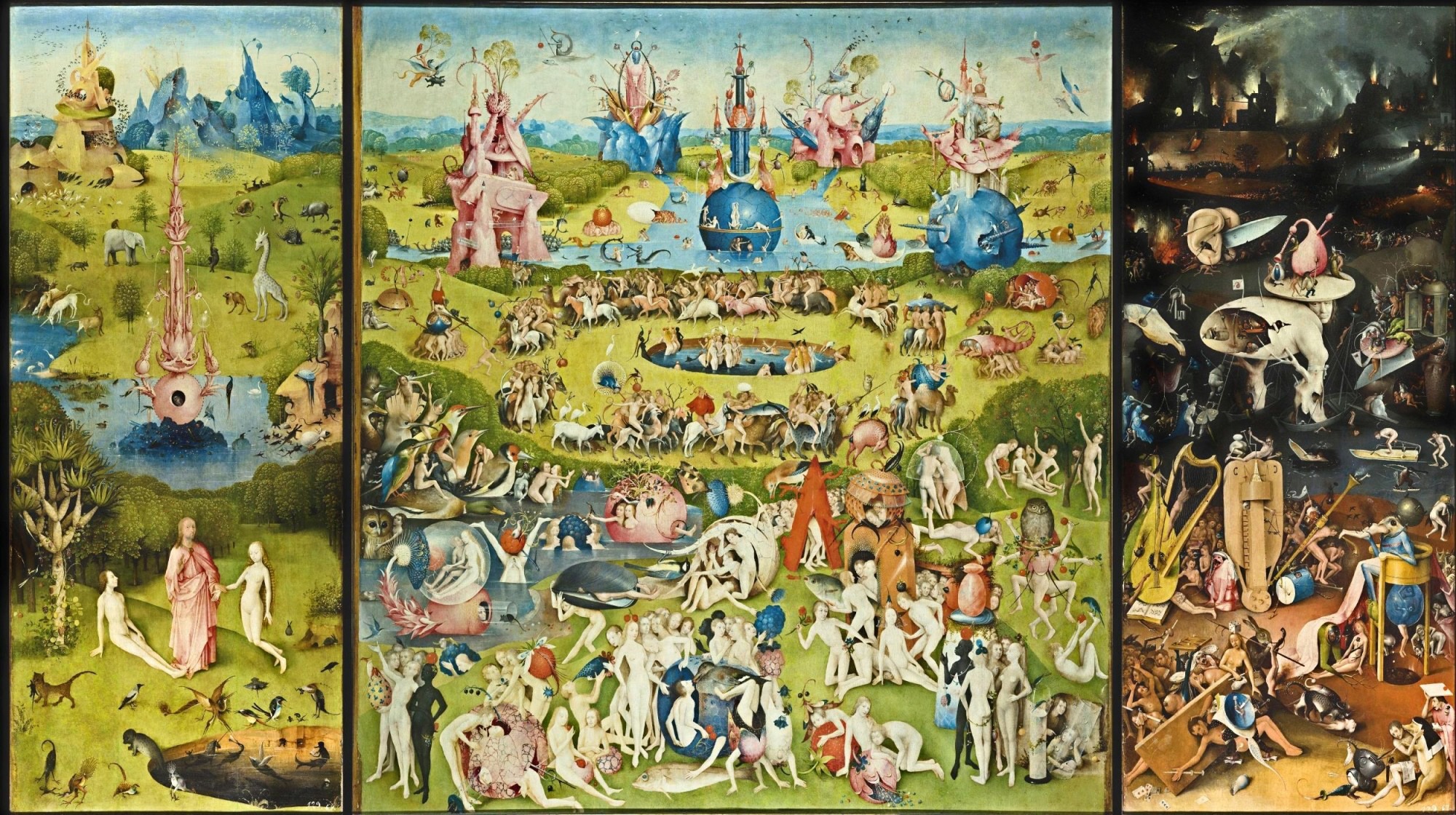 hieronymus-bosch-the-garden-of-earthly-delights-the-creation-of-eve-left-wing-the-garden-of-earthly-delights-central-panel-hell-right-wing-1505-10