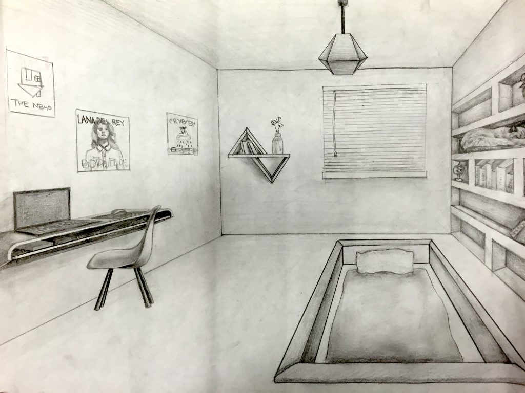 OnePoint Perspective Room Drawing Jennifer Chen