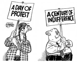 cartoon - Native Canadian Day of Protest met with indifference