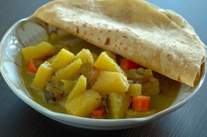 chapatti and potato curry