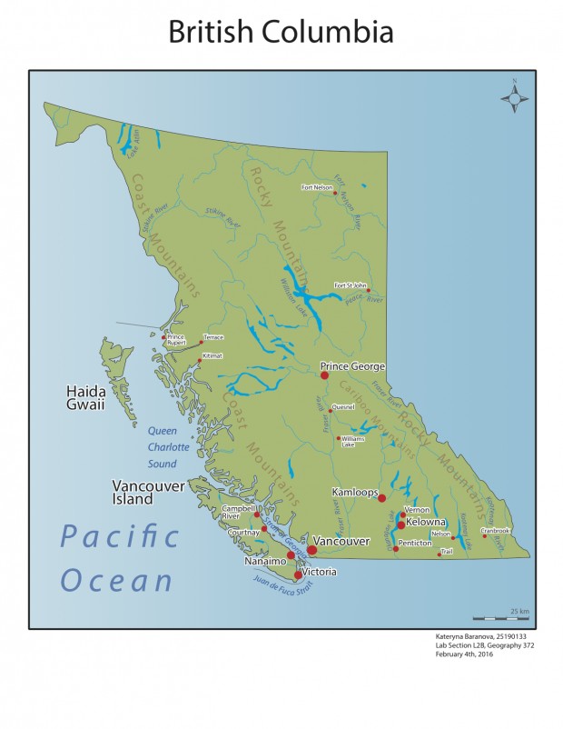 Topographic Map of British Columbia – Kateryna Baranova's Portfolio