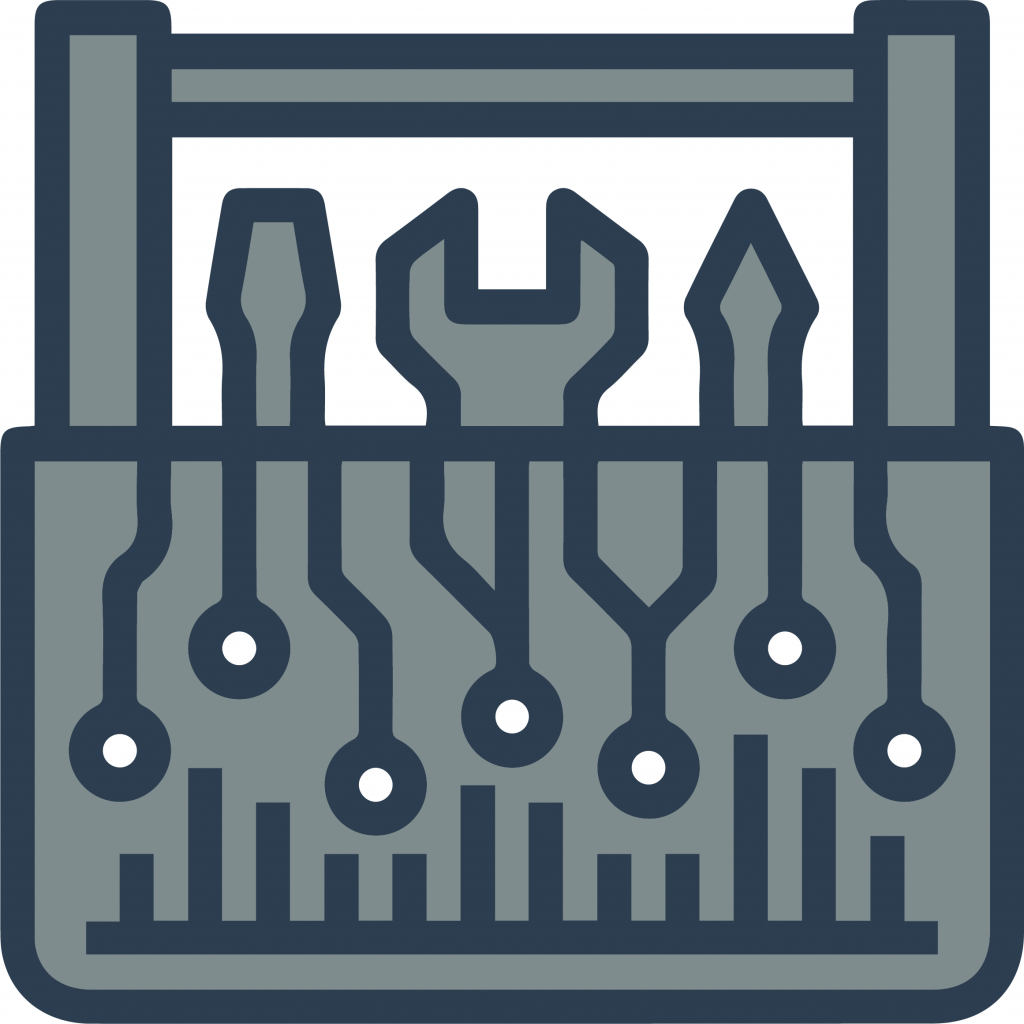 a toolbox with digital circuits