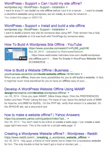 Google search for offline website creation - screen shot by MH