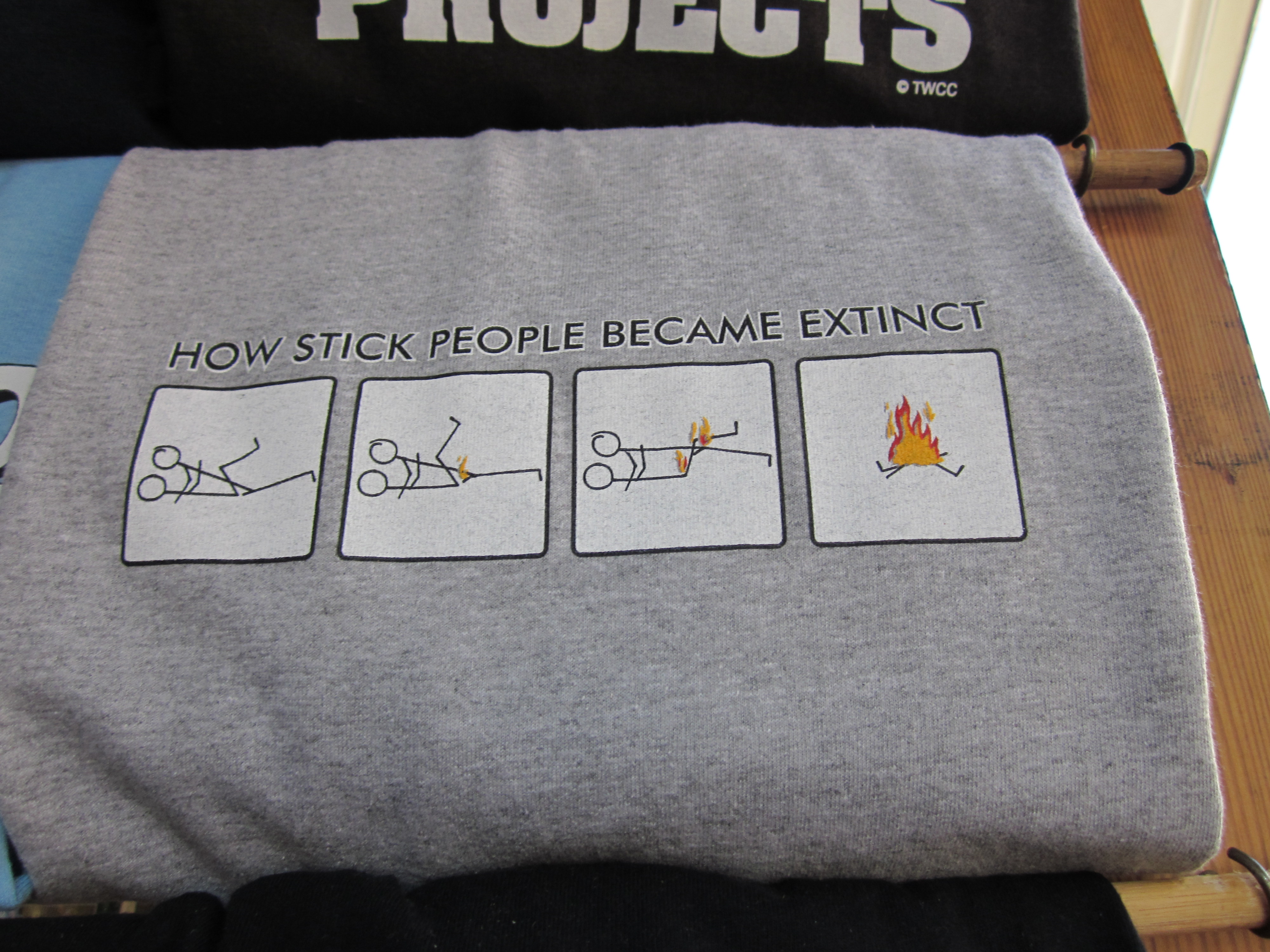 'How stick people became extinct' T-shirt