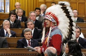 National Chief of  the Assembly of First Nations Phil Fontaine speaks in the House of Commons on Parliament Hill in Ottawa