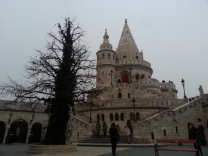 The Fisherman's Bastion overlooking the parliament across the river