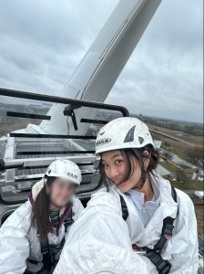 View at the top of a wind turbine's hub