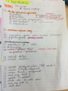biology checklist. didn't get all the way through this one, oops. 
