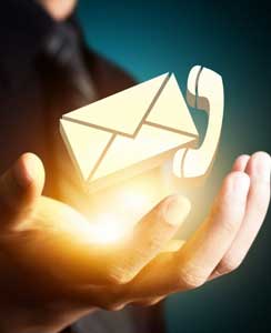email and phone icon in image of hands