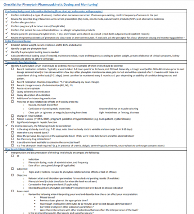 Phenytoin Pharmacokinetic Dosing and Monitoring Checklist – OEE Student ...