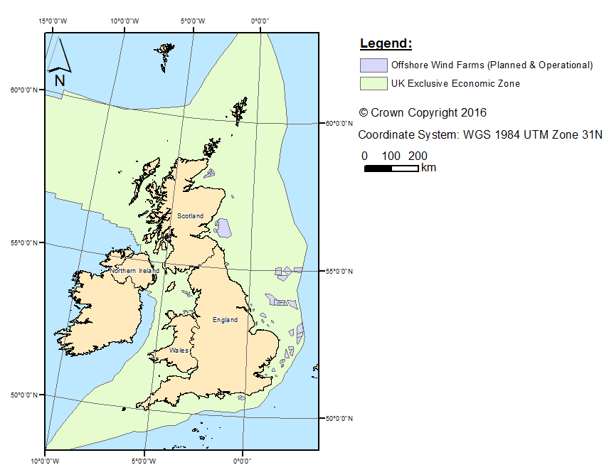 Figure 5: The offshore wind energy activity of the UK