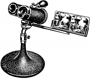Line drawing of a Victorian stereoscope