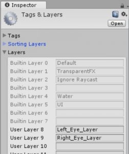 Screenshot of new layers in Unity