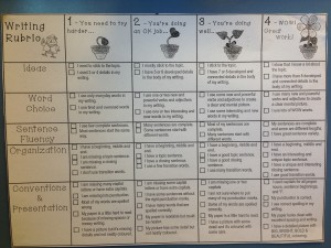 My school advisor and I used a class-generated rubric to give students feedback on their writing.