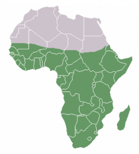  A map showing the boundaries of sub-Saharan Africa – South of the Sahara Desert