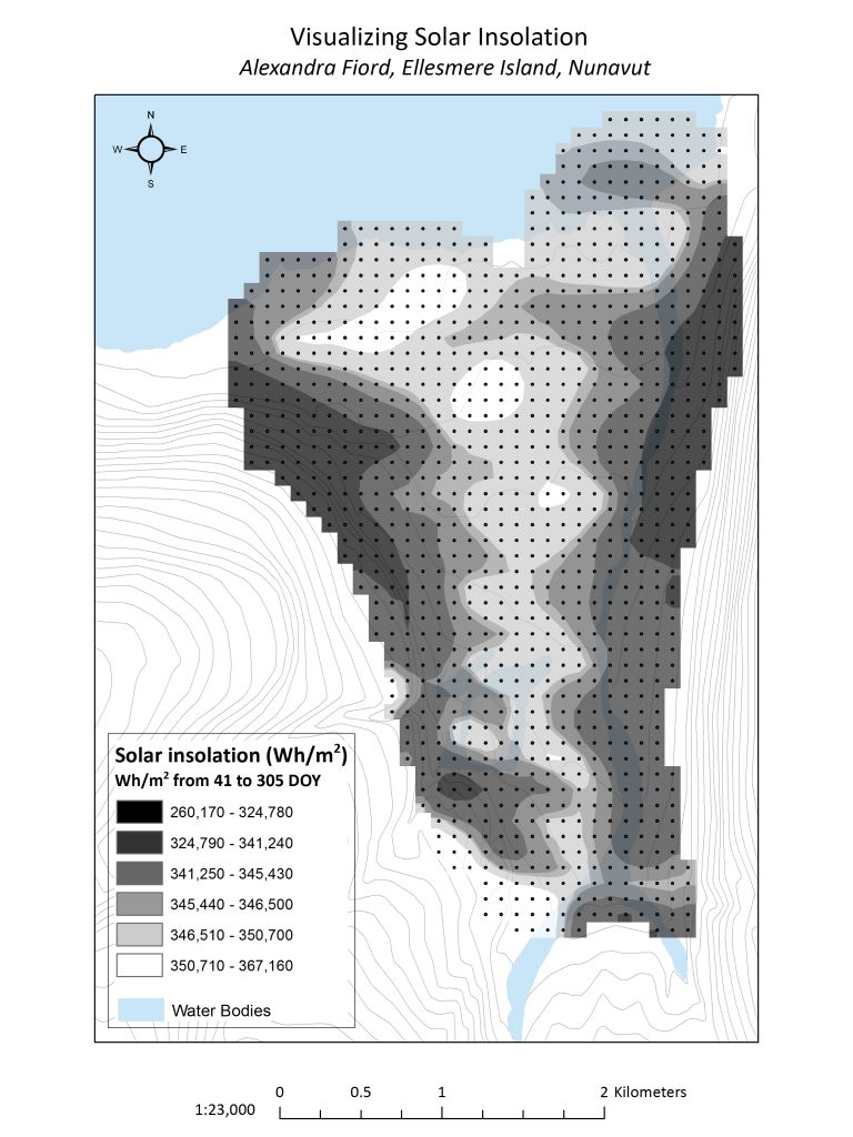 Figure 2.2 Solar insolation map with points