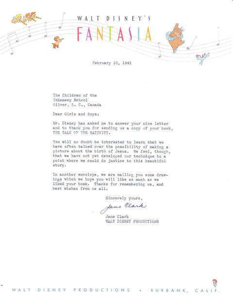 Walt Disney Company letter