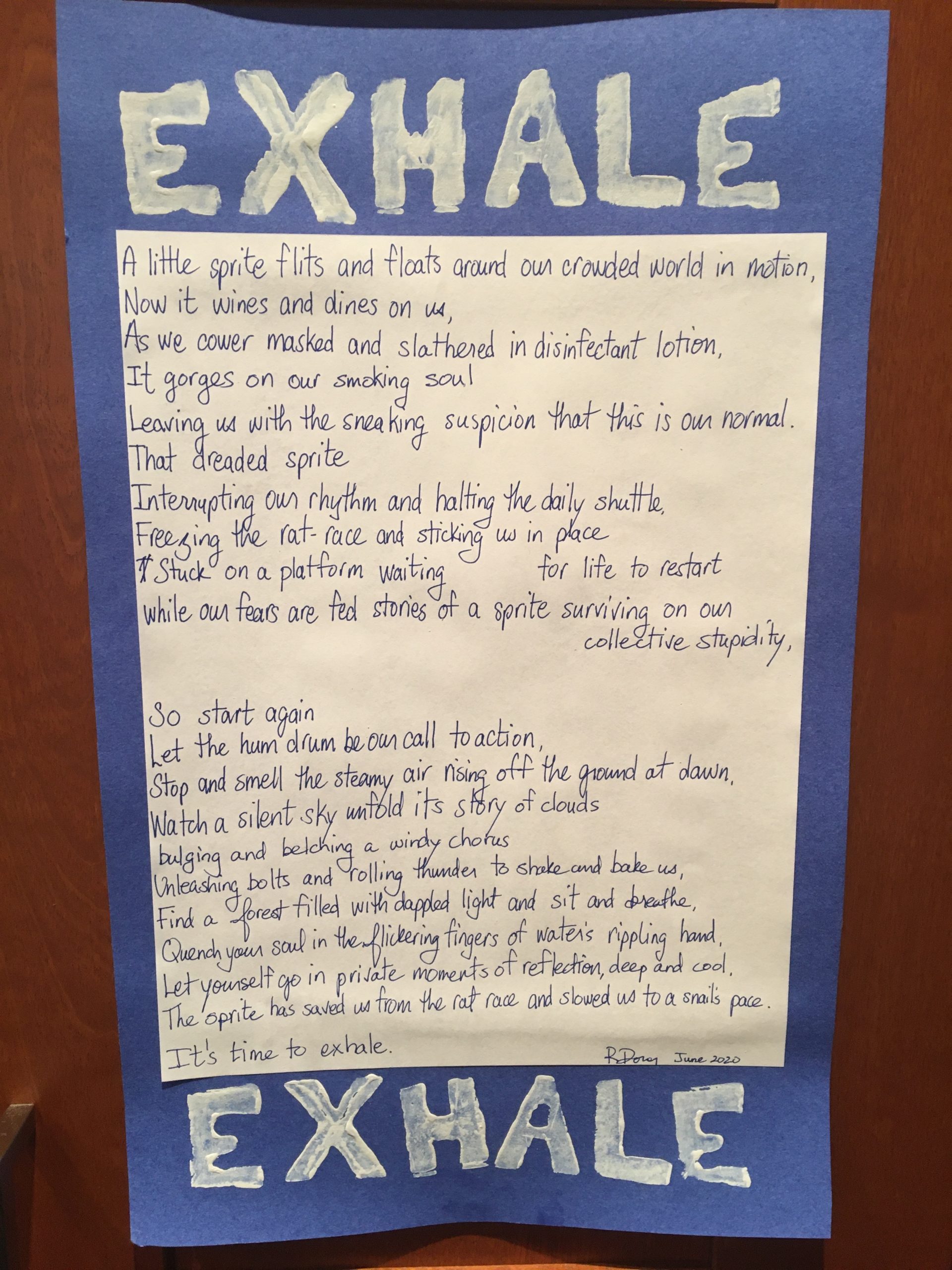 A poem called "Exhale"