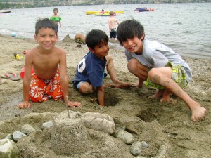 My Three Sons Building Sandcastles at Skaha Lake, Penticton 2011