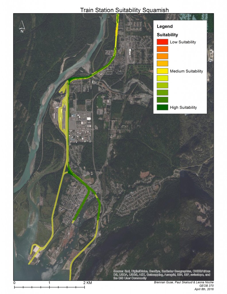 Map 4: Suitability of Train Stations in Squamish