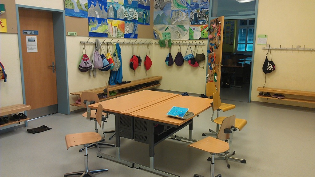 The 3rd floor hallway. You can see the grade 4 classroom door across the hall